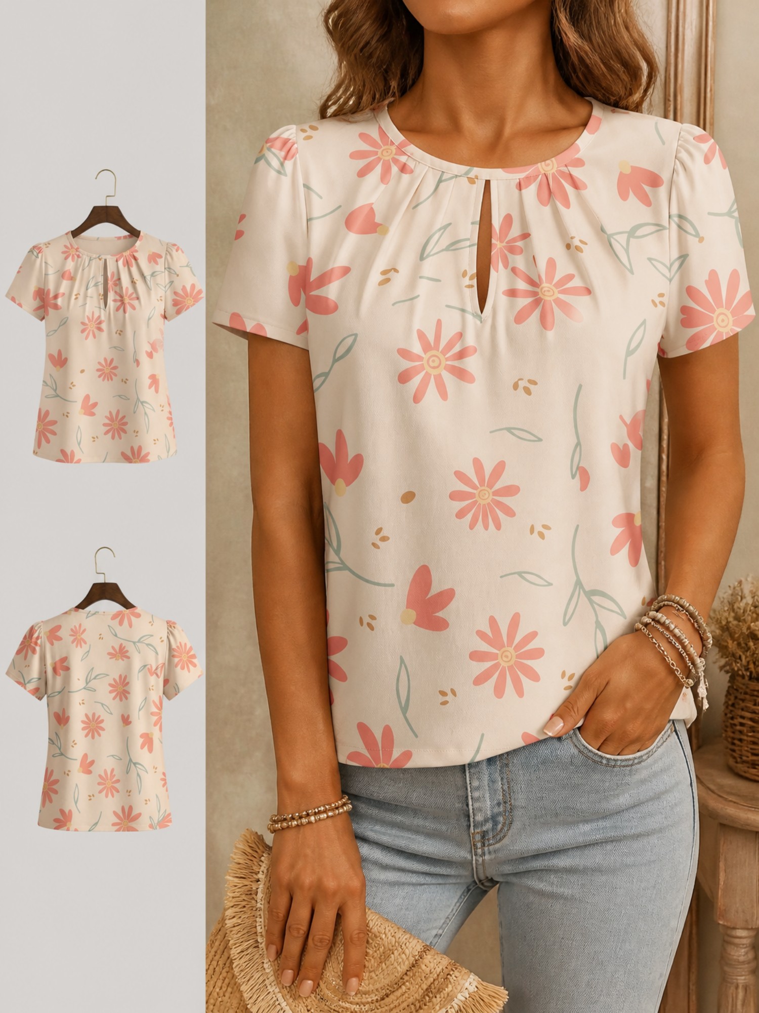 2026 Nieuw elegant T-shirt voo - Resort Shirt Floral recensie en prijs