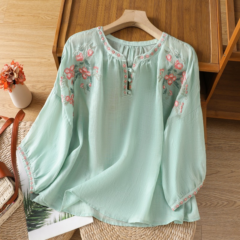 Chinese stijl dameskleding blo - Linen Shirt Breathable recensie en prijs